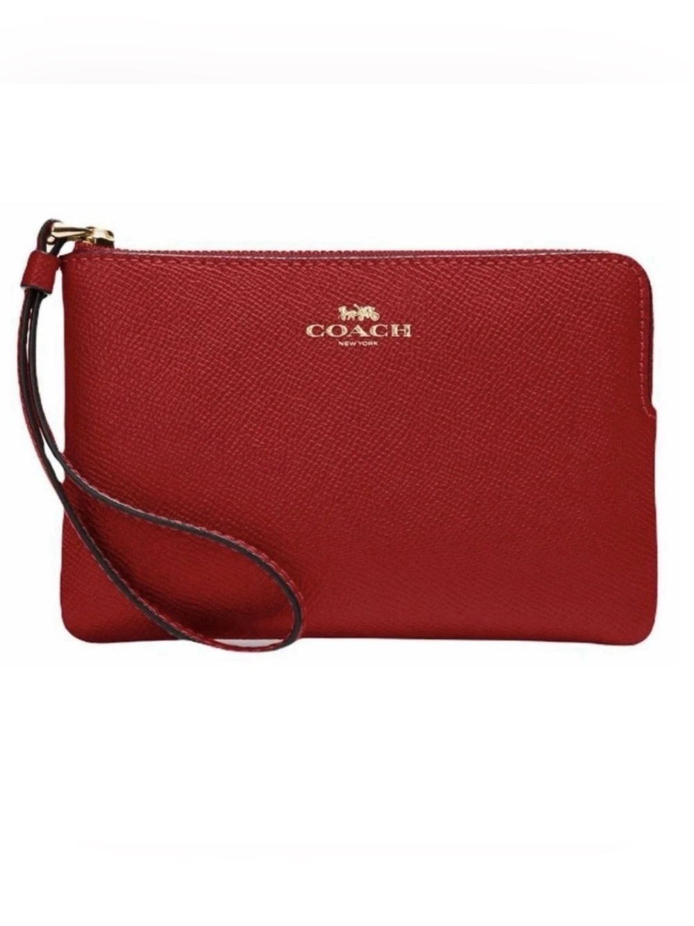 NWT COACH 1941 Red Corner Zip Wristlet Crossgrain Leather
Style 58032